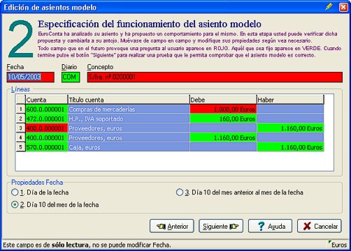 Editor de Asientos modelo